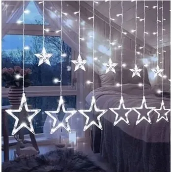 Vánoční dekorace Světelný závěs LED hvězdičky vánoční světýlka girlanda na okno