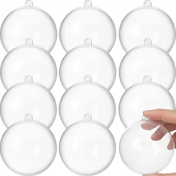 Vánoční dekorace VÁNOČNÍ BAŇKY NA VÁNOČNÍ STROMEČEK TRANSPARENTNÍ PRŮHLEDNÉ 8 CM 12 KS SADA