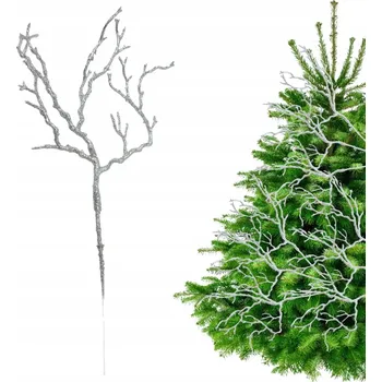 Vánoční dekorace STŘÍBRNÁ VĚTVIČKA NA ARANŽOVÁNÍ BROKÁTOVÉ LISTY NA VÁNOČNÍ STROMEK VÁNOČNÍ OZDOBY