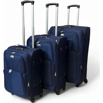 EASY TRIP sada tří kufrů na kolečkách, měkké textilní, s kapsami