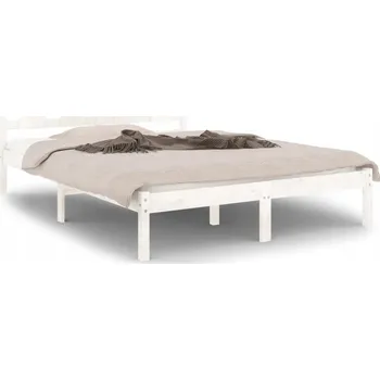 Postel Bílý rám postele z borovicového dřeva 195,5 x 145,5 x 100 cm