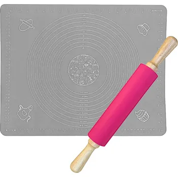 Váleček na těsto Silikonový vál váleček silikonový set, kuchyňská podložka na těsto