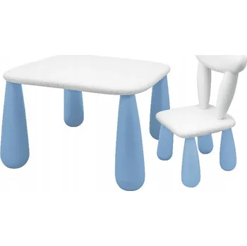Jídelní židlička MALTEX SADA LUNA Stolek pro děti + židlička bílá/modrá