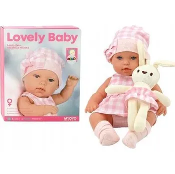 Panenka Panenka Miminko v nosítku s králíčkem a růžovými kostkovanými Králíček