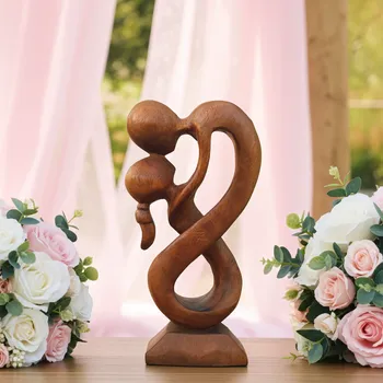 Soška Abstrakt milenci 3 / Dřevo 20 cm