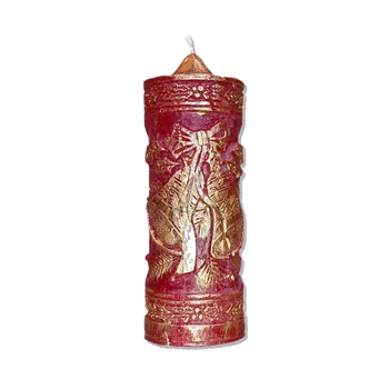 Svíčka Svíčka Zvonky - červená se zlatým doplňkem