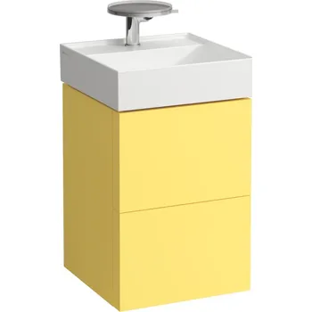 Koupelnový nábytek Kartell LAUFEN Skříňka pod umyvadlo, se 2 zásuvkami, včetně organizéru, s prostorově úsporným sifonem pro umyvadlo H815331 440x450, Hořčicově žlutá - H4075080336441