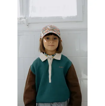 Dětská móda Dětská bavlněná mikina Tinycottons COLOR BLOCK POLO SLEEVE TEE AW25.270 tyrkysová 67X, vel. 98