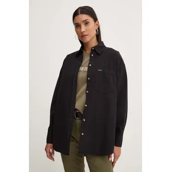 Pánská košile Bavlněná košile Guess Jeans černá barva, relaxed, s klasickým límcem, W4YH22 WGCF1 W4YH22.WGCF1 99X, vel. XS