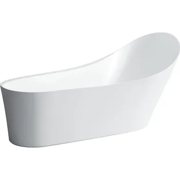 Vana LAUFEN PALOMBA COLLECTION Volně stojící vana z materiálu solid surface, se skrytým přepadem, včetně click-clack odpadu, speciální konstrukce pro usnadnění instalace 1800x890, Bílá - H2458020006151