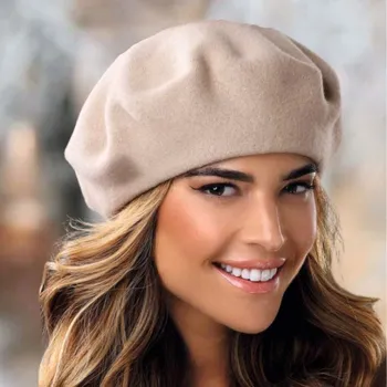 Pokrývka hlavy TONAK Světle béžový baret FLORA 100% vlna WOOLMARK W-baret/517 (M)