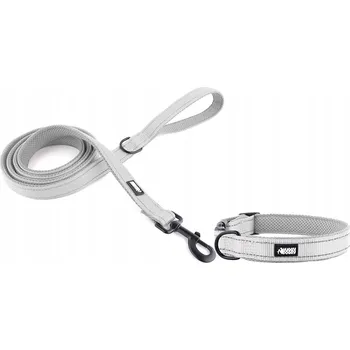 Obojek pro psa Sada obojku a vodítko Šedá sada pro malého psa komplet HUGGY DOGGY S