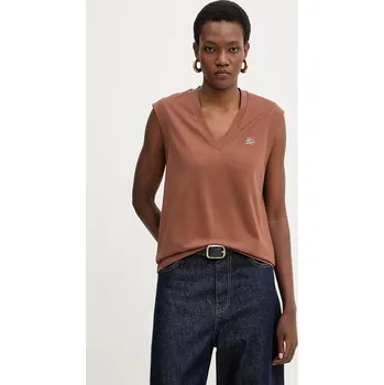 Dámské oblečení Bavlněný top Karl Lagerfeld B1W17012 hnědá 88X, vel. XL