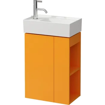 Nábytek Kartell LAUFEN Skříňka pod umyvadlo, 1 dvířka, otevřená polička na pravé straně, s prostorově úsporným sifonem pro umyvadlo H815335 440x270, Okrově hnědá - H4075170336431