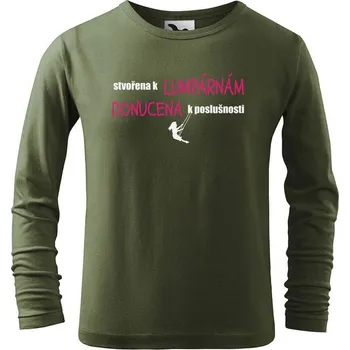 Dětská móda DOBRÝ TRIKO Dětské triko s potiskem Donucena k poslušnosti Velikost: 134/8 let, Barva: Khaki