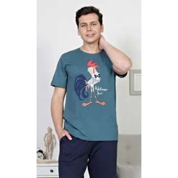 Pánské oblečení Pánské pyžamo kapri Vienetta Secret Kohout petrolejová L