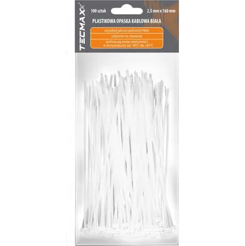 Stahovací páska AMTRA AMTRA STAHovací PÁSKA PLASTOVÁ, BÍLÁ 2,5mm x 160mm, 100 Ks /TECMAXX/