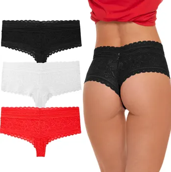 Dámské spodní prádlo Kalhotky krajkové kalhotky Pohodlné bikiny s krajkou Módní 3 ks MORAJ L