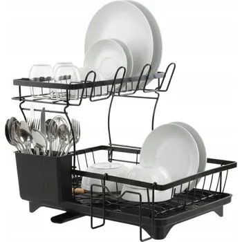 Odkapávač na nádobí Odkapávač na nádobí dvouúrovňový odkapávač s táckem a odtokem o 360 stupňů