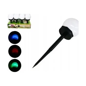Venkovní osvětlení Solární LED zahradní lampa zapichovací KOULE BÍLÁ RGB 10 cm