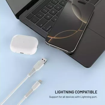 Datový kabel Datový a nabíjecí kabel FIXED s konektory USB/Lightning, 1.2m, USB 2.0, bílý