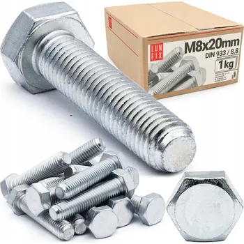 Šroub ŠROUB ŠESTIHRANNÝ M8x20 pozink DIN933 tř. 8.8 1kg