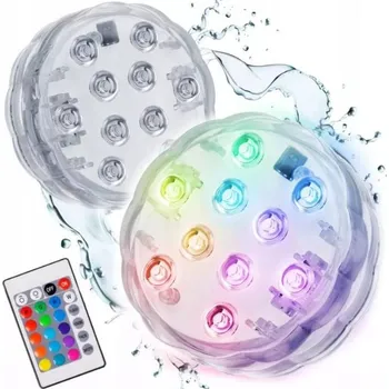 Lampička Vodotěsná lampička 10 LED RGB dálkový ovladač podložka x2