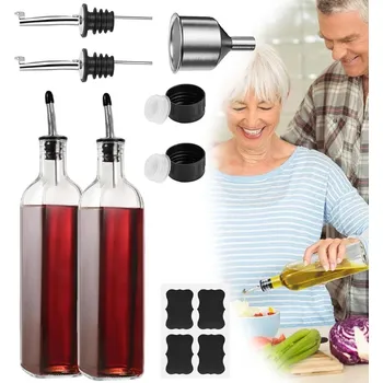 Nádoba na olej a ocet Sada lahví na olej 500 ml s dávkovačem, skleněné, průhledné