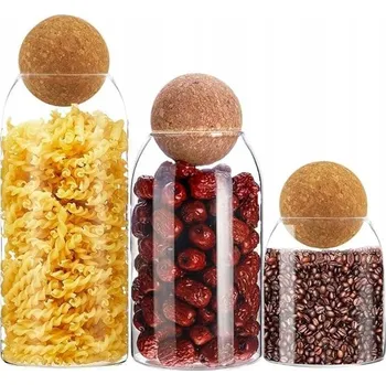 Sklenice Sklenice s skleněným víkem na hermetická zrna na kávu, sada 3 ks