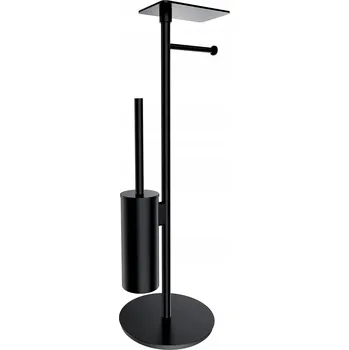 STOJAN NA TOALETNÍ PAPÍR A WC ŠTĚTKU S POLIČKOU ČERNÝ MAT OMNIRES