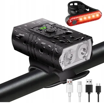 Cyklosvítilna SILNÉ SVĚTLO NA KOLO PŘEDNÍ ZADNÍ LED USB VODĚODOLNÉ OSVĚTLENÍ NA KOLO
