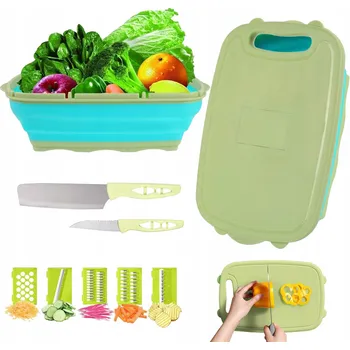 Kuchyňské prkénko SADA KUCHYŇSKÝCH PRKÉNEK PLASTOVÉ PRKÉNKO NA KRÁJENÍ ODKAPÁVACÍ KOŠ 9 ks