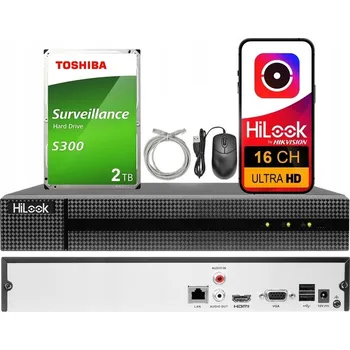 IP kamera IP rekordér 16kanálový HiLook od Hikvision, 16 kanálů, až 8MPx, online, HDD 2TB