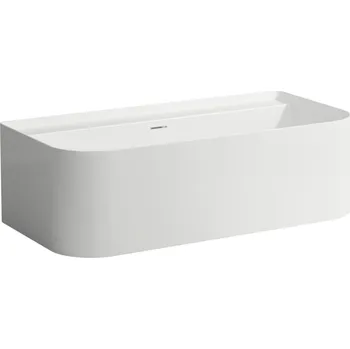 Vana LAUFEN SONAR Vana, ke stěně (D - tvar), materiál solid surface Sentec, včetně click-clack odpadní a přepadové krytky 1600x815, Bílá - H2203470000361