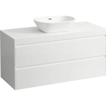 Koupelnový nábytek LAUFEN LANI Modulární sestava 1200, umyvadlová deska 65 mm (.260 bílá mat), s výřezem uprostřed, se 2 zásuvkami 1185x495, Bílá mat - H4045711122601