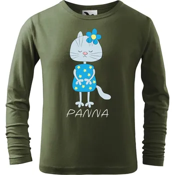 Dětská móda DOBRÝ TRIKO Dětské bavlněné triko Zvěrokruh kočka Panna Velikost: 110 /4 roky, Barva: Khaki