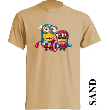 Pánské tričko levne-bavlnene-tricko-potisk-mimon-spiderman-kapitan-amerika Barva: Sand - písková, velikost: XL