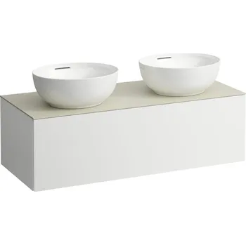 Umyvadlo LAUFEN ILBAGNOALESSI Zásuvkový element 1200, s jednou zásuvkou, s výřezem vlevo a vpravo, s vrchní deskou Calce Avorio vč. otvoru pro baterii, pro umyvadlo H818975/6 1200x500, Multicolour - H4313180979991