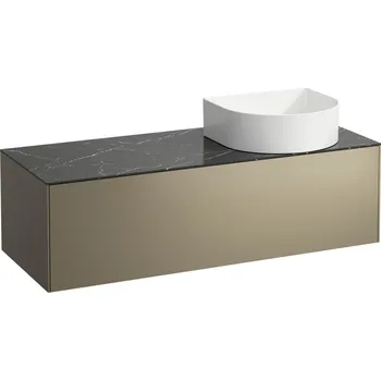 Koupelnový nábytek LAUFEN SONAR Skříňka pod umyvadlo, s 1 zásuvkou, pro umyvadlové mísy H812340, H812341, H812342, H812343, s výřezem vpravo 1175x455, Titan & nero marquina - H4054230341421