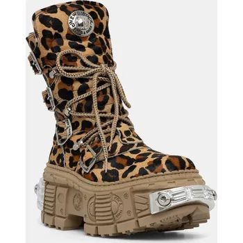Pánská zimní obuv Kožené workery New Rock PELO LEOPARDO CUERO M.WALL373.C5 hnědá 88X, EUR 40