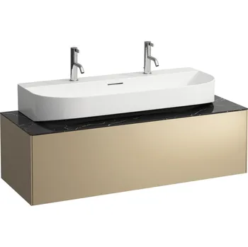 Koupelnový nábytek LAUFEN SONAR Skříňka pod umyvadlo, s 1 zásuvkou, pro umyvadlo H816347,s výřezem uprostřed 1175x455, Zlato & nero marquina - H4054610341401
