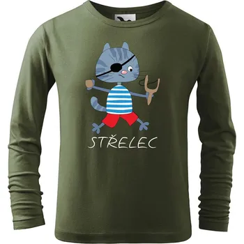 Dětská móda DOBRÝ TRIKO Dětské bavlněné triko Zvěrokruh kočka Střelec Velikost: 122/6 let, Barva: Khaki