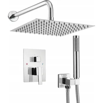 Sprchový set Sprchový Set Stříbrný Chrom Nástěnná Montáž Čtvercový 25,4 CM