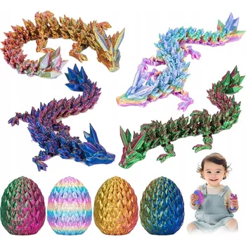 4 Figurky draka s vejcem Realistický 3D tisk Vícebarevný Drak Fidget
