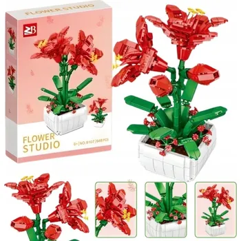 ostatní stavebnice UMĚLÉ KVĚTY ČERVENÉ STAVEBNICE KVĚTINY K SESTAVENÍ KONSTRUKČNÍ VÁZA 3D