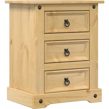 Noční stolek Noční stolek Corona z masivního borovicového dřeva, 3 zásuvky, 53x39x66 cm