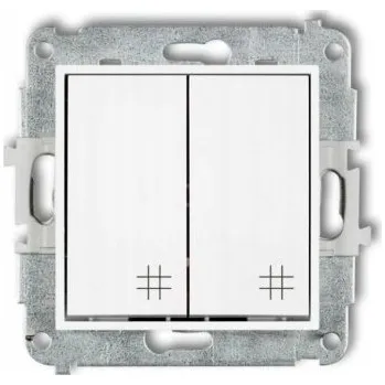 vypínač KARLIK MINI Křížový přepínač dvojitý bílý matný