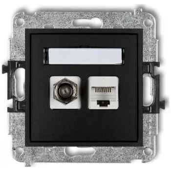 Elektrická zásuvka Anténní a internetová zásuvka nástěnná Karlik černá