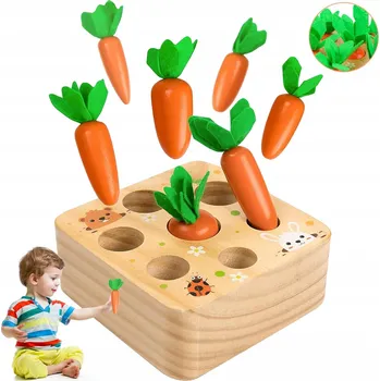 Montessori hračky pro děti ve věku 1-2-3 roky, hra na sbírání mrkve