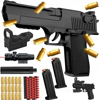 Černý Desert Eagle Pistole na pěnové náboje s vyhazováním nábojnic, dostřel 10 metrů